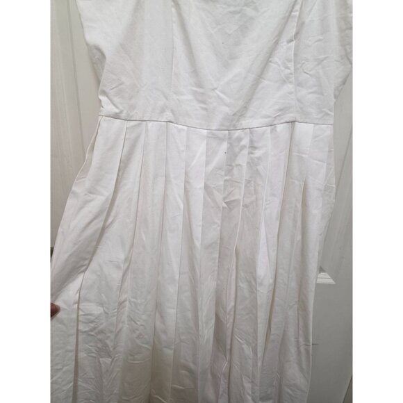 A NEW DAY White Pleated Spaghetti Strap Midi Dress Smocked Back Size 10 - Picture 11 of 13